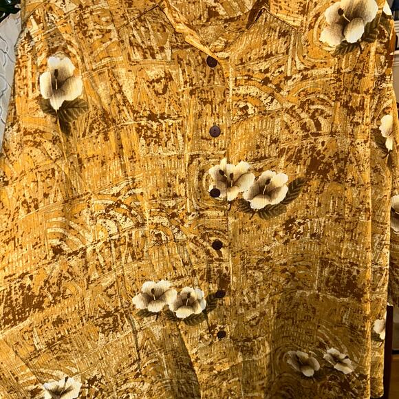 New! We be bop Hibiscus tripe Brown plus size floral tunic top boho y2k 4X - Picture 6 of 11